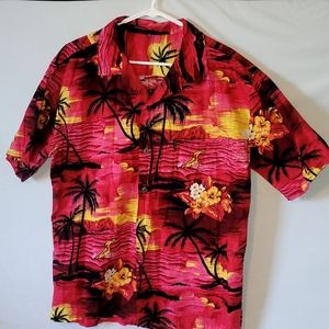 Vintage Palmwave Hawii Shirt Size L Aloha Wear Shirt Style# C9-A066 Wood Buttons